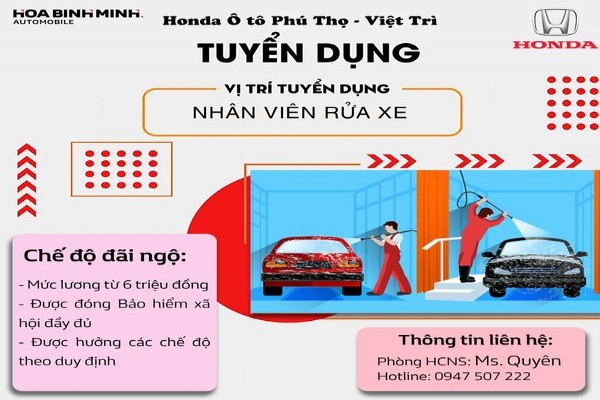 Tuyển dụng vị trí rửa xe